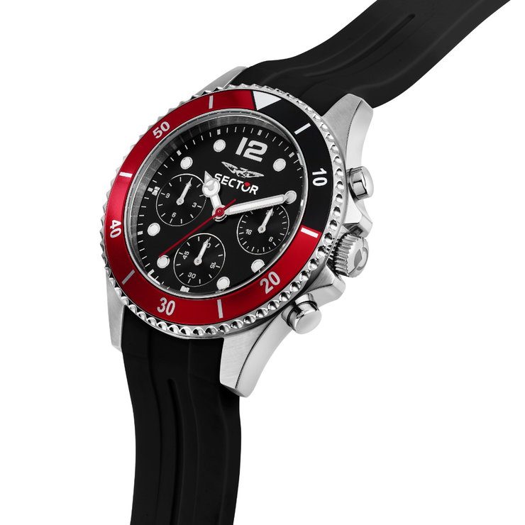 Sector 230 Quartz chronograph men watch black silicon strap