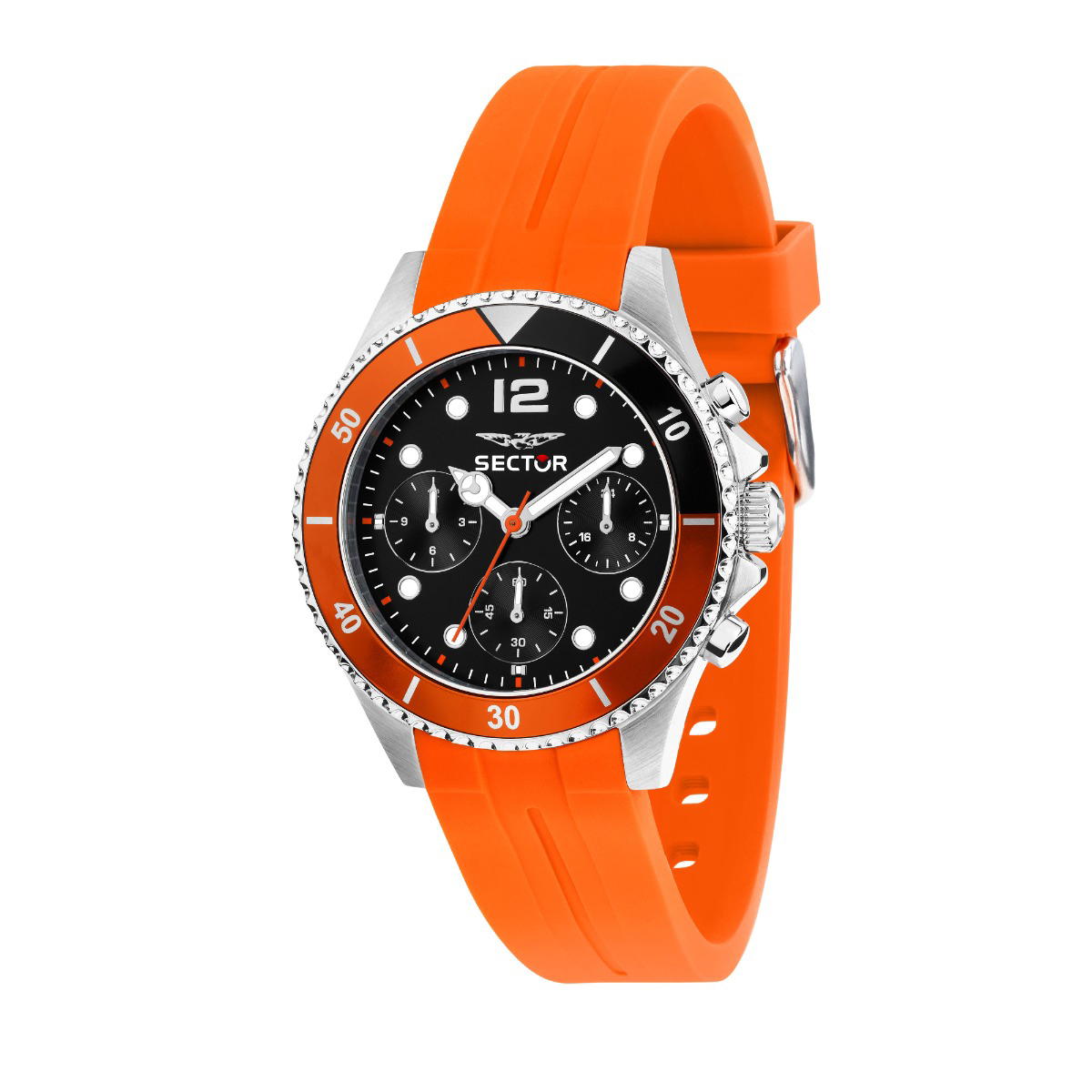 Sector 230 Quartz chronograph men watch orange silicon strap