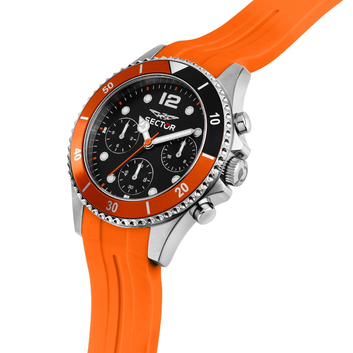 Sector 230 Quartz chronograph men watch orange silicon strap