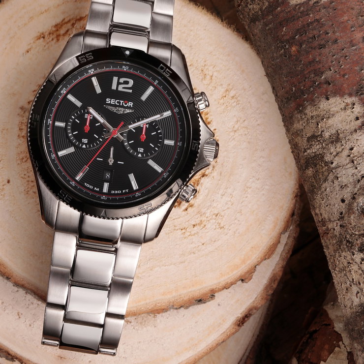 Sector 650 Chrono Watch For Men Silver , Black