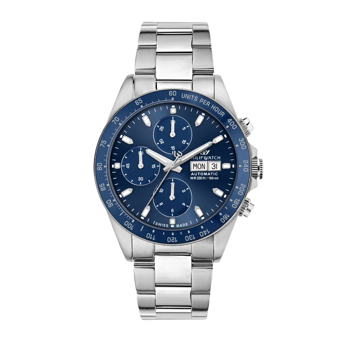 Philip watch CARIBE SPORT gent watch steel blue , Silver