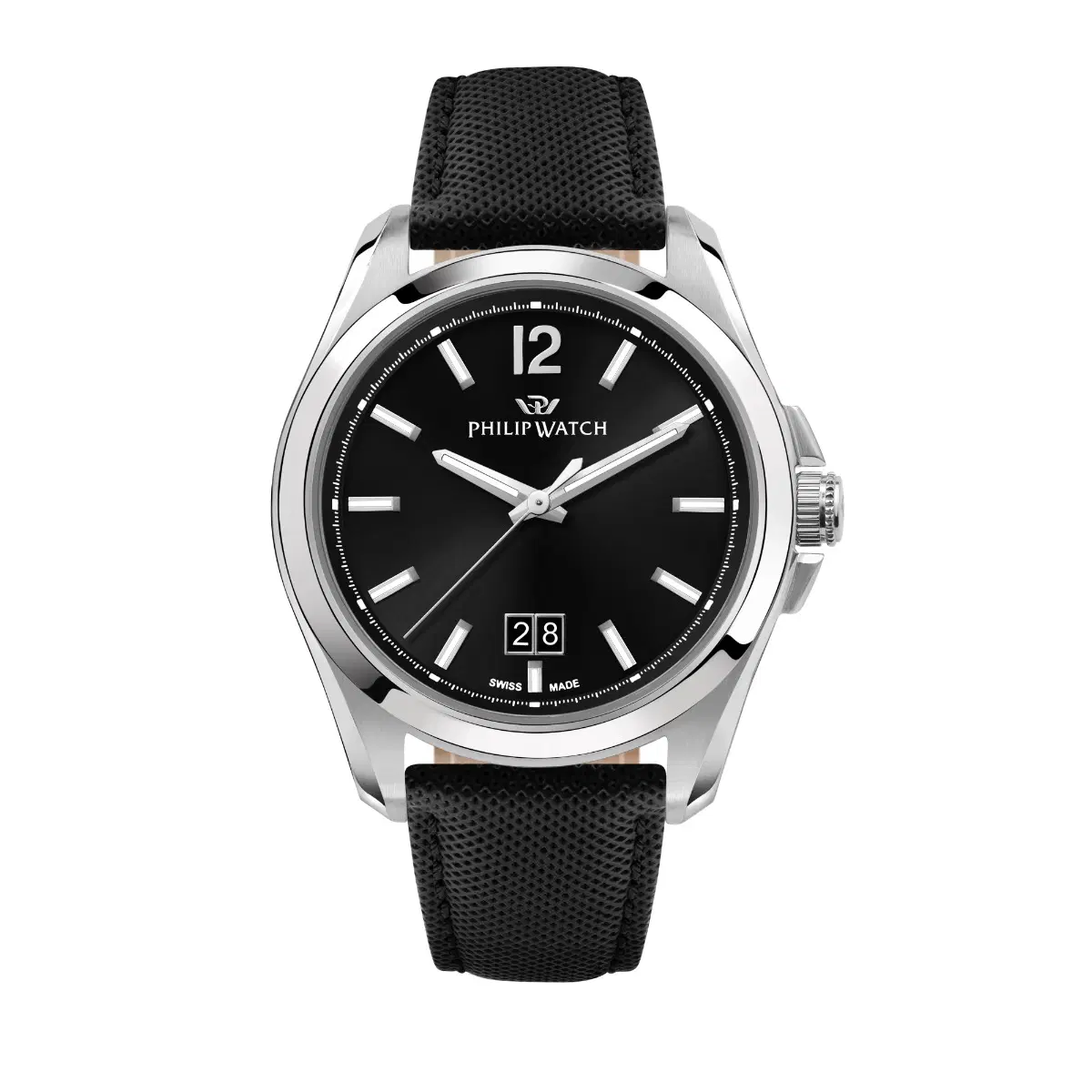 Philip Watch Amalfi Quartz Watch For Men Black Leather