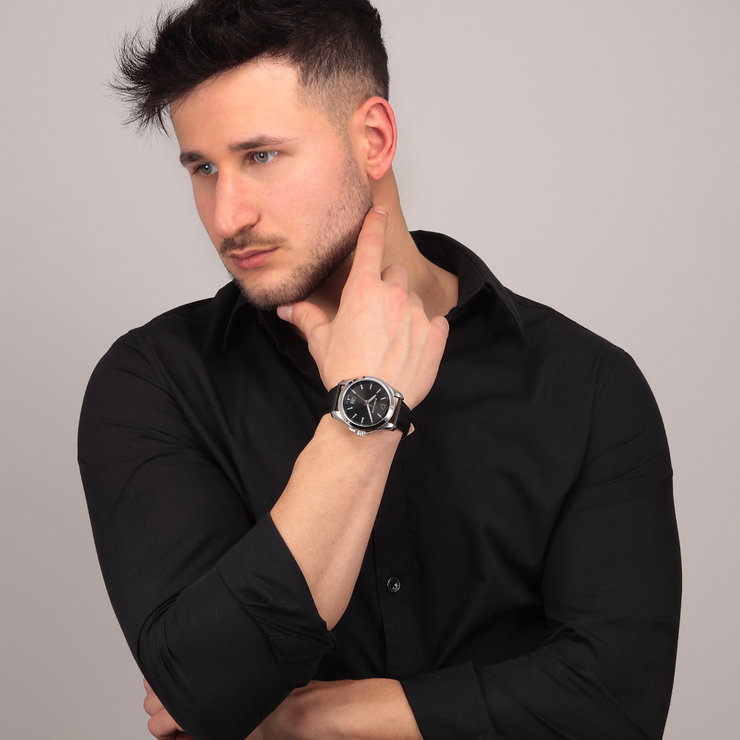 Philip Watch Amalfi Quartz Watch For Men Black Leather