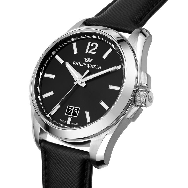 Philip Watch Amalfi Quartz Watch For Men Black Leather
