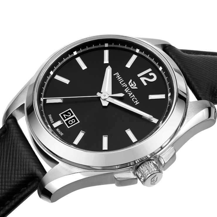 Philip Watch Amalfi Quartz Watch For Men Black Leather