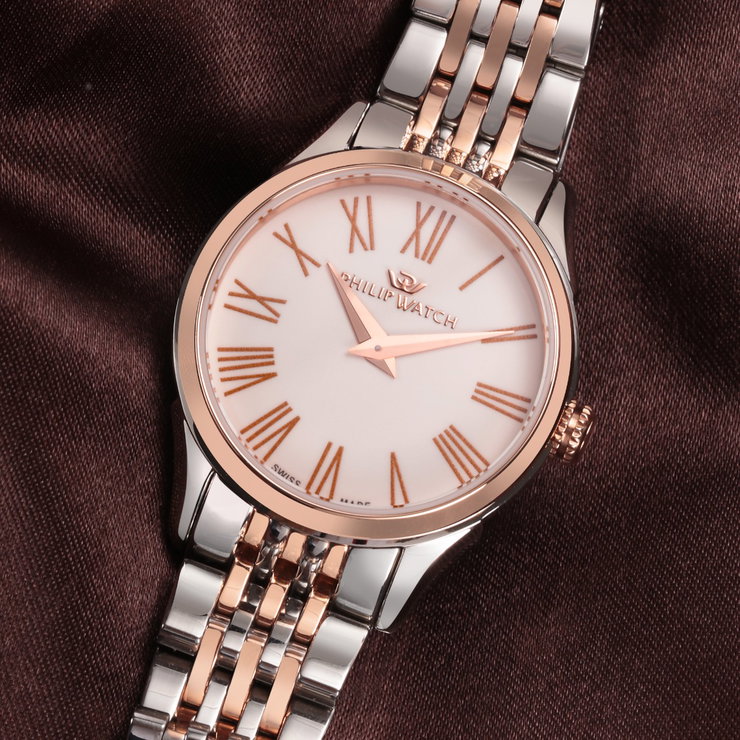 Philip Watch Roma Quartz Watch For Women Silver , Rose Gold