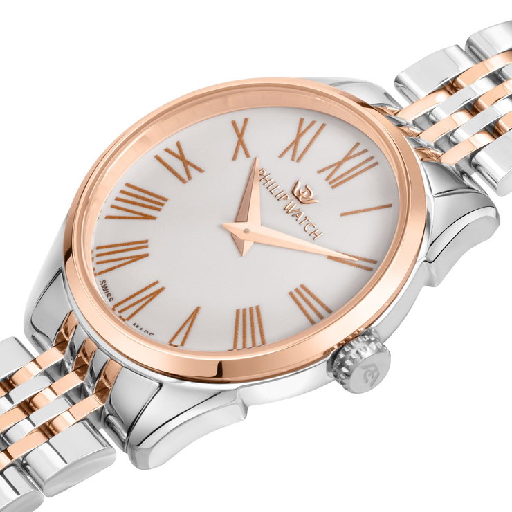 Philip Watch Roma Quartz Watch For Women Silver , Rose Gold