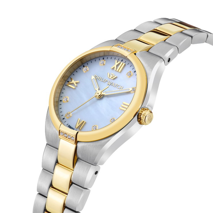 Philip watch TIMELESS ladies watch stainless steel silver , Sky blue