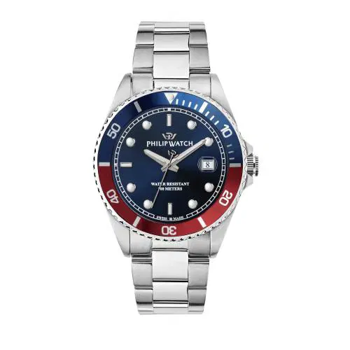 Philip Watch Caribe Quartz Watch For Men Silver , Blue