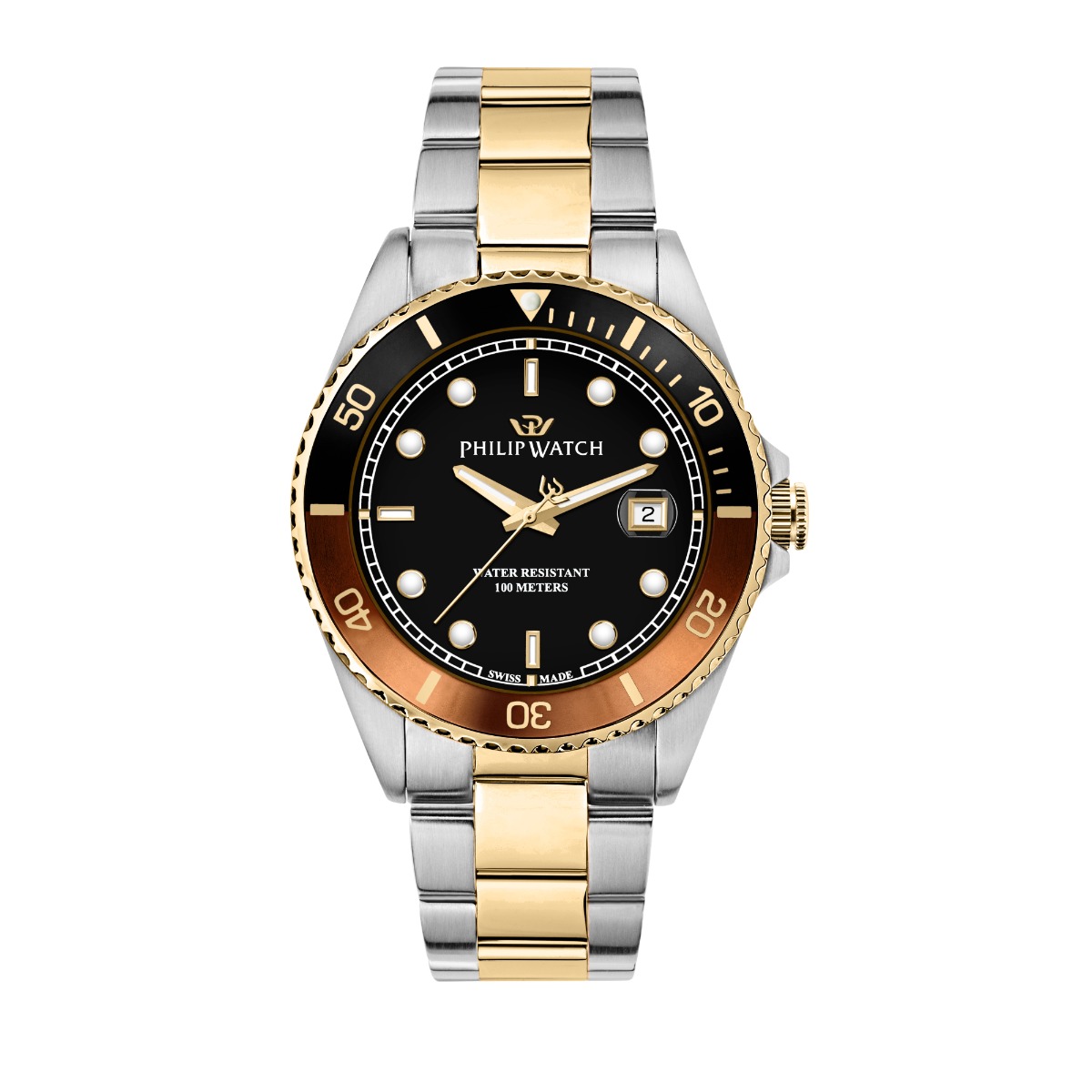 Philip watch CARIBE men watch stainless steel gold , Black