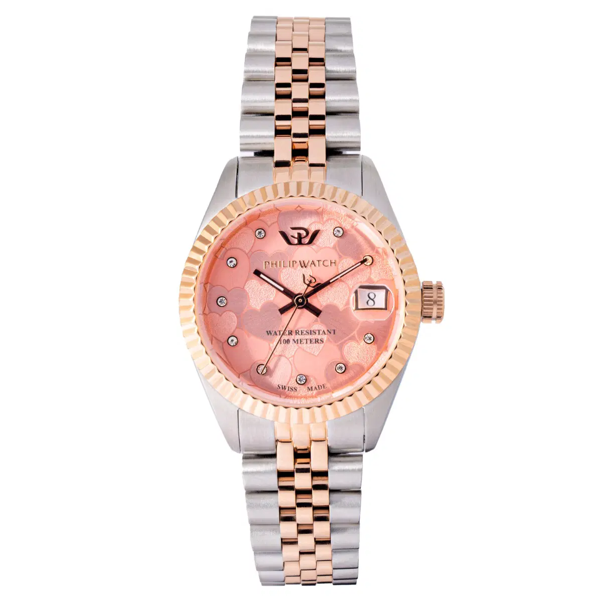 Philip watch ladies watch stainless steel rose gold , Pink