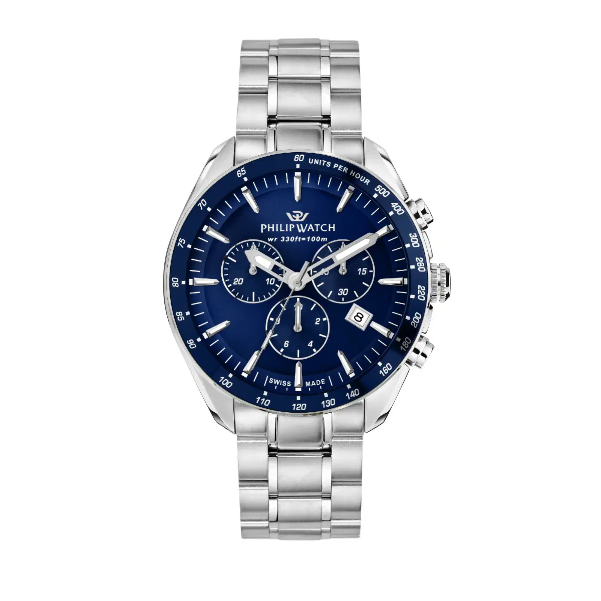 Philip watch BLAZE men Quartz watch steel silver , Blue