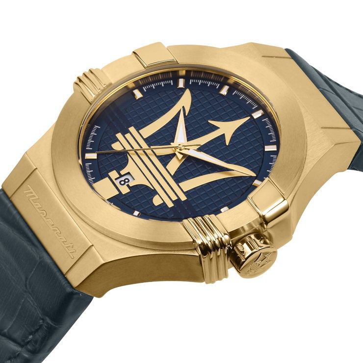Maserati POTENZA gent Quartz watch with blue leather