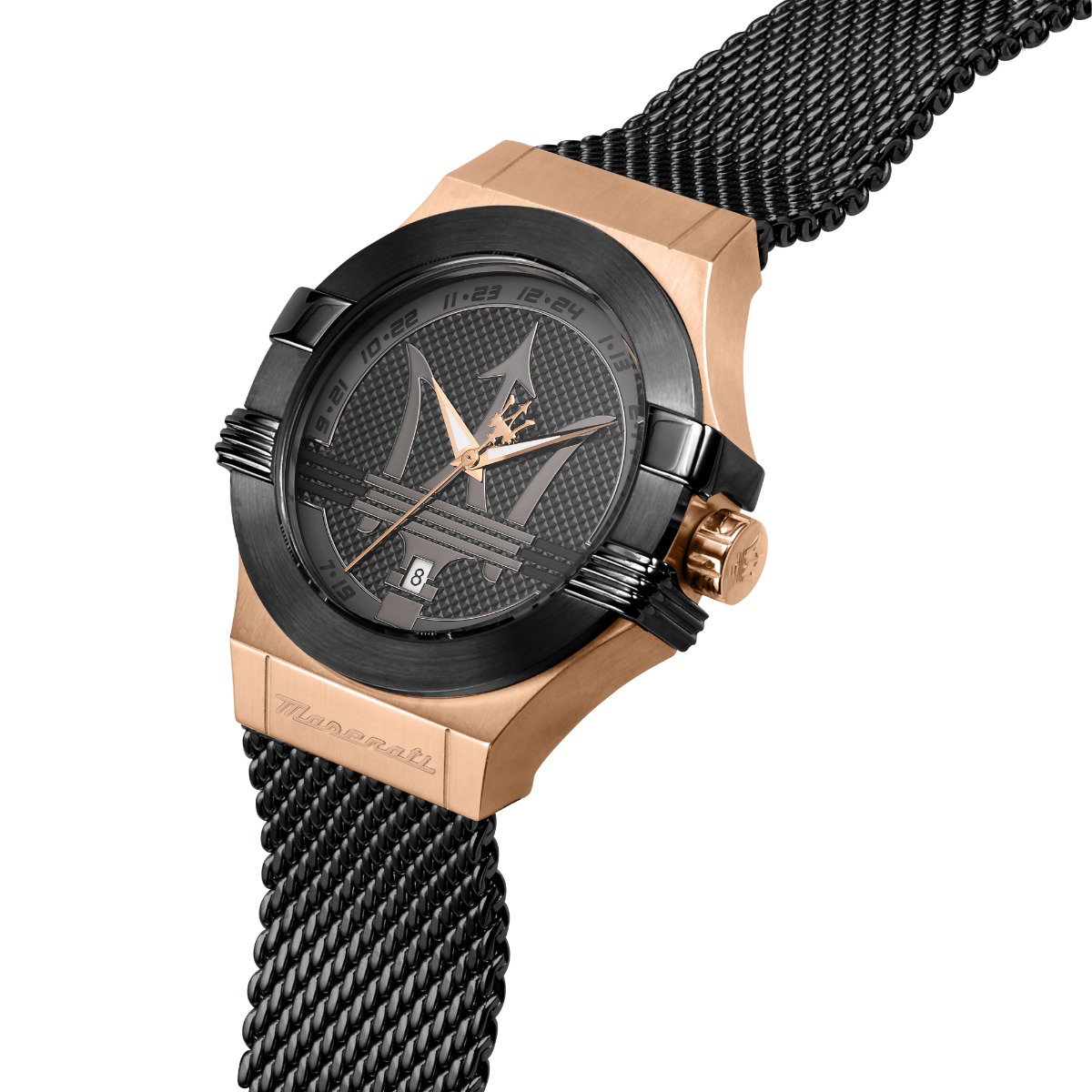 Maserati POTENZA gent Quartz watch steel black , Rose gold 