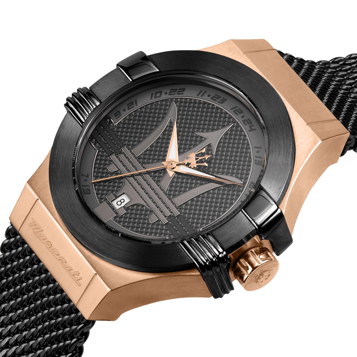 Maserati POTENZA gent Quartz watch steel black , Rose gold 