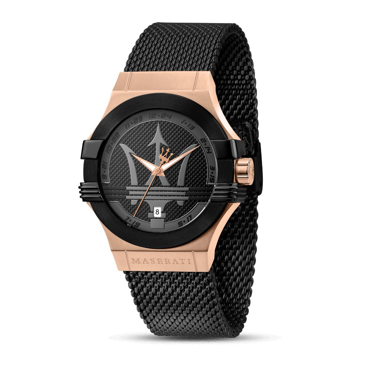 Maserati POTENZA gent Quartz watch steel black , Rose gold 