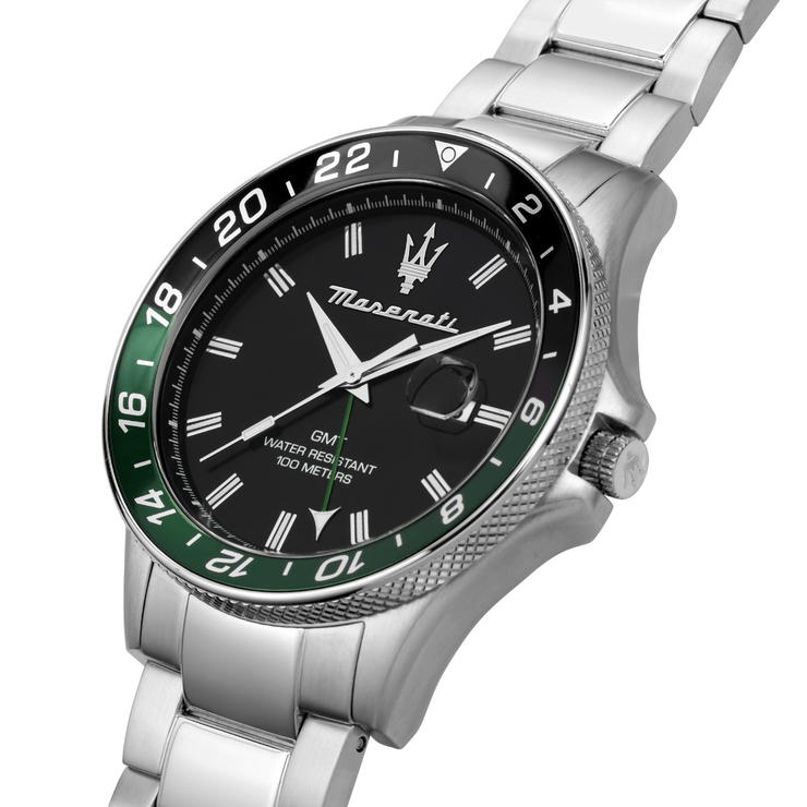 Maserati SFIDA gent Quartz watch steel silver with black 