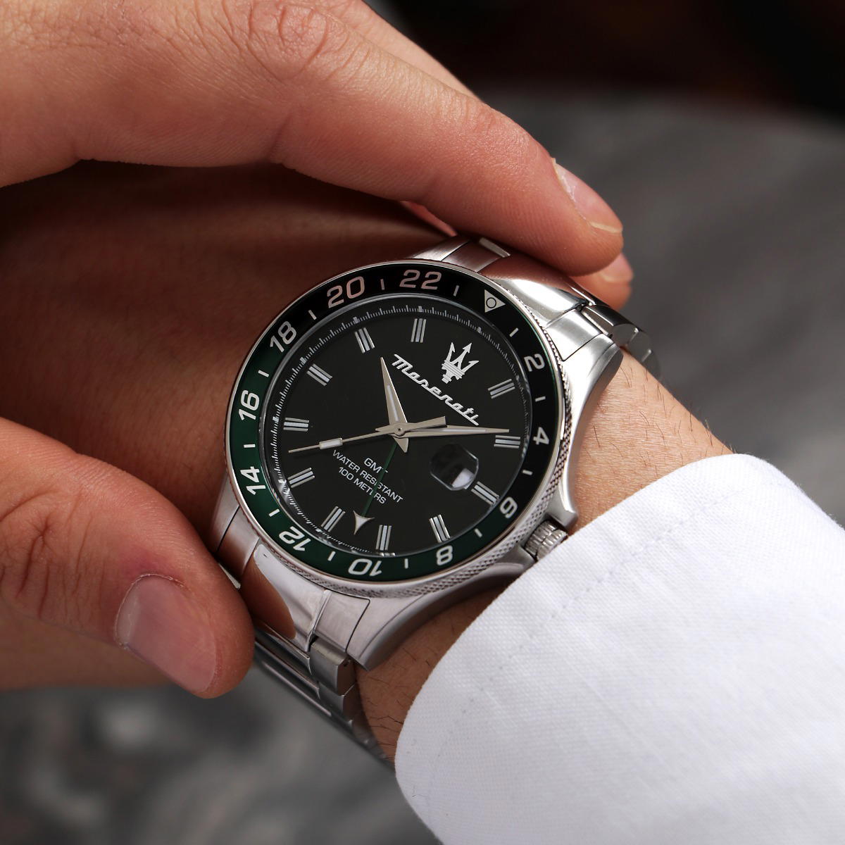Maserati SFIDA gent Quartz watch steel silver with black 