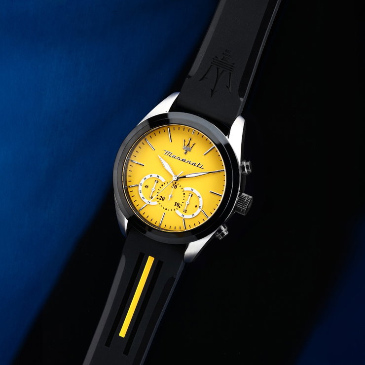 Maserati Traguardo Men's Watch - Yellow with Black Rubber