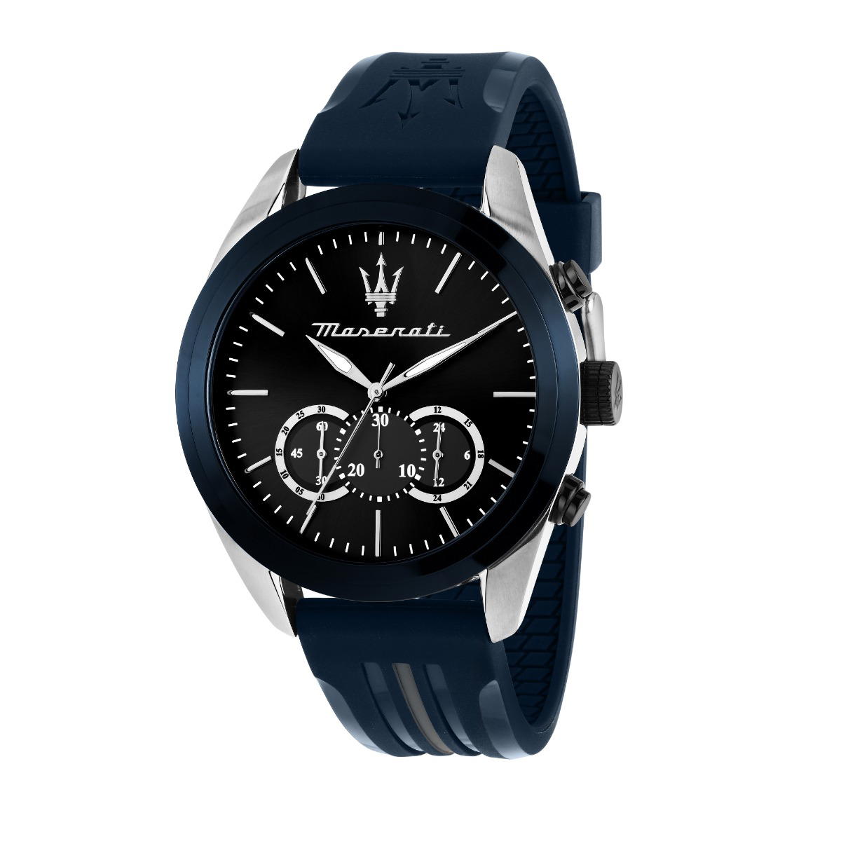Maserati Traguardo Men's Watch - Black Dial & Blue Silicone 