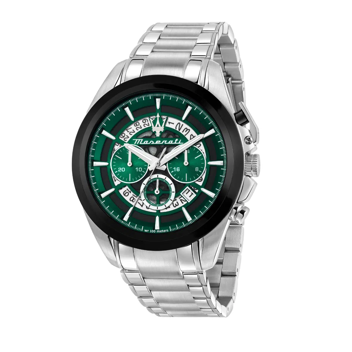 Maserati TRAGUARDO Quartz men watch steel silver , Green