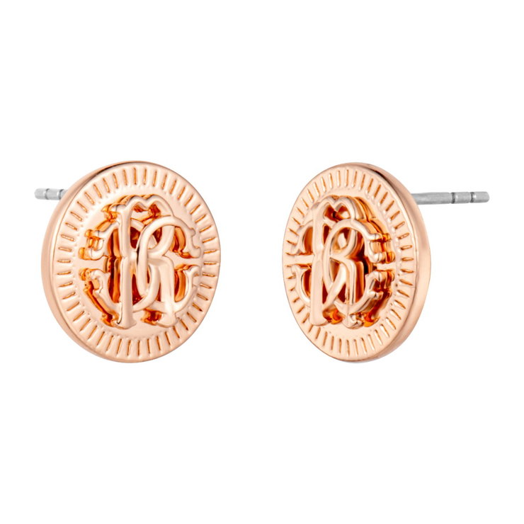 Roberto Cavalli Ladies Earrings Rose Gold Logo Design