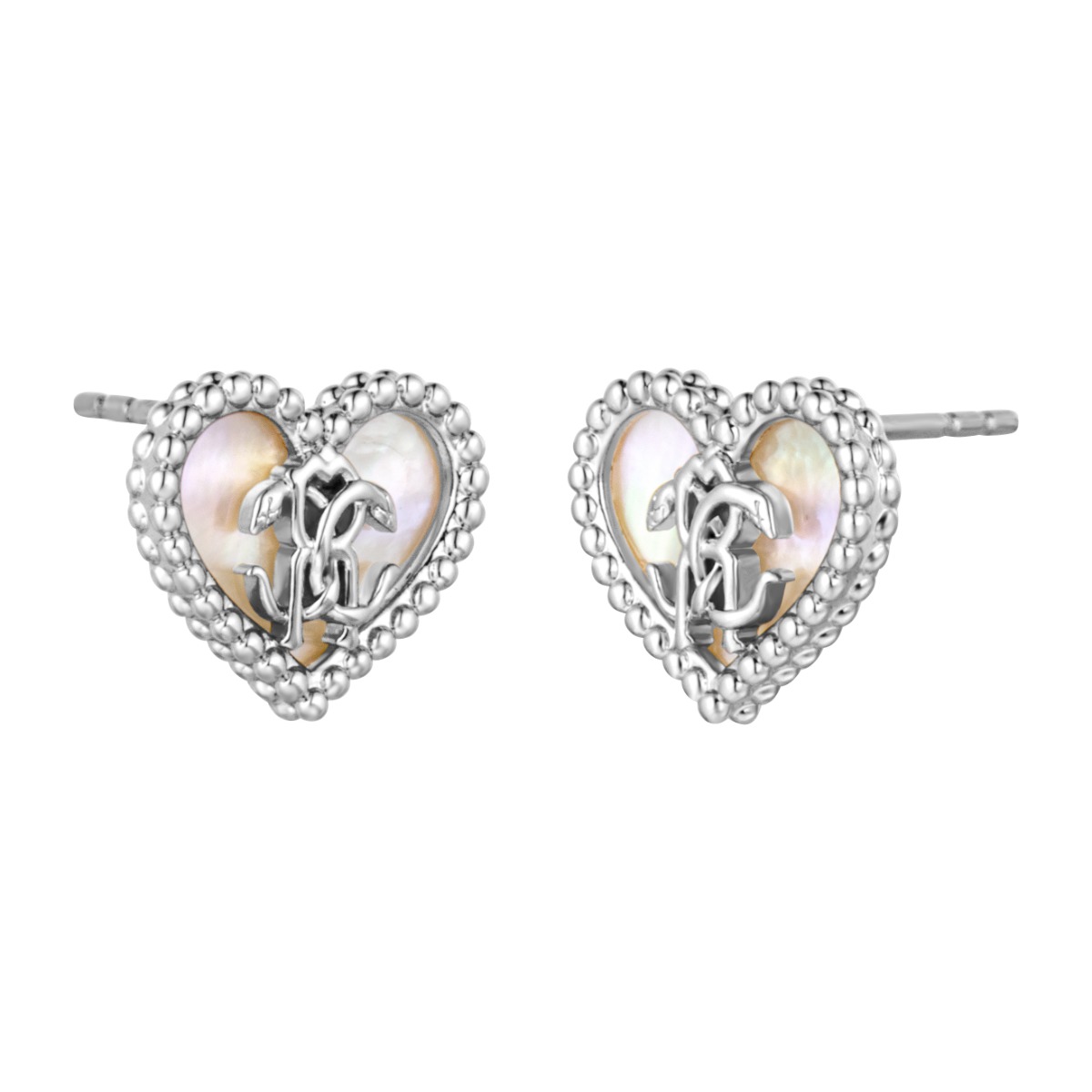 Roberto Cavalli Heart Logo Stud Earrings Silver