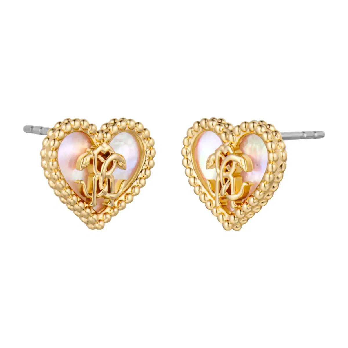 Roberto Cavalli Heart Logo Stud Earrings Gold