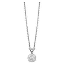 قلادة روبرتو كافالي نسائية فضية بتصميم شعار دائري أنيق