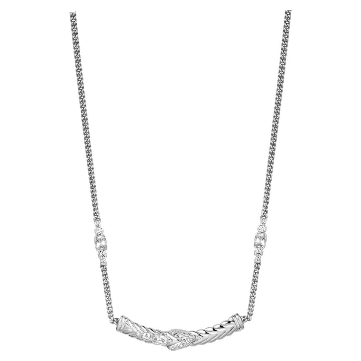 Roberto Cavalli Ladies Silver Snake Chain Necklace with Crystal