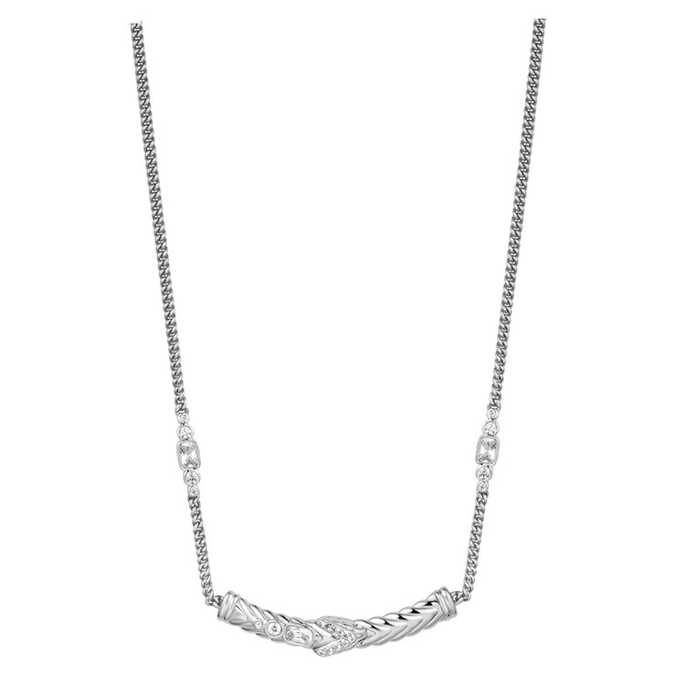 Roberto Cavalli Ladies Silver Snake Chain Necklace with Crystal