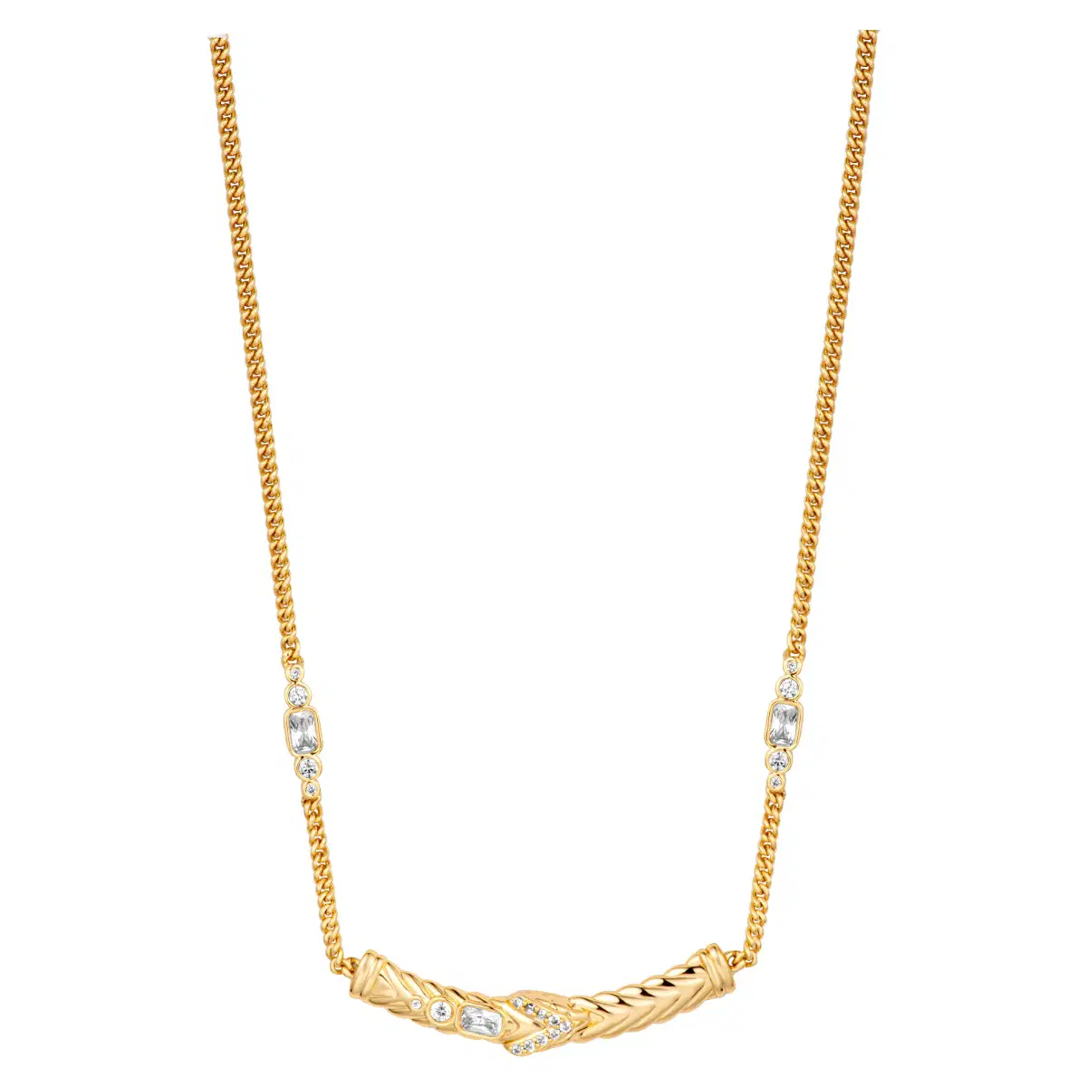 Roberto Cavalli Ladies Gold Snake Chain Necklace with Crystal