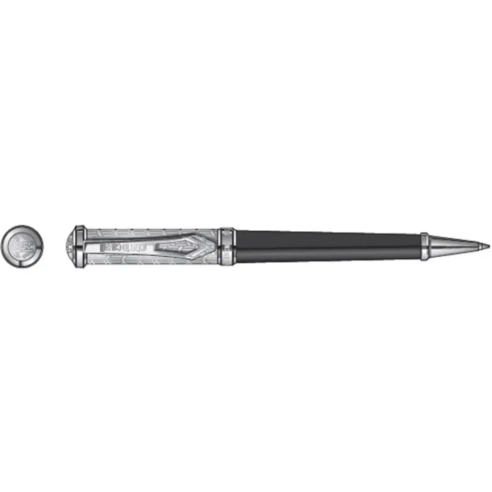 Roberto Cavalli Men's Black & Steel Ballpoint Pen