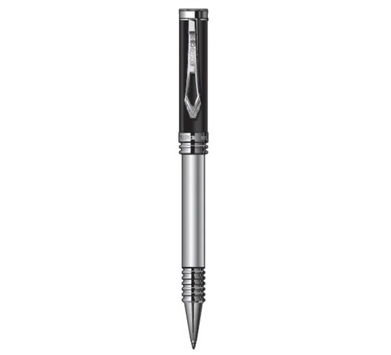 Roberto Cavalli pen featuring a sleek silver-tone body
