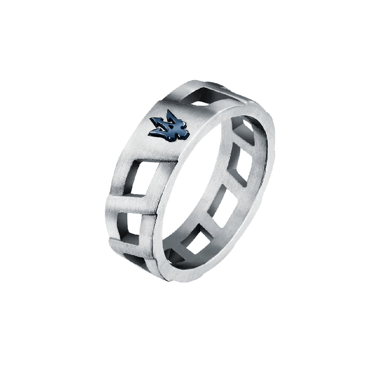 Maserati ICONIC men ring stainless steel blue , Silver size 25