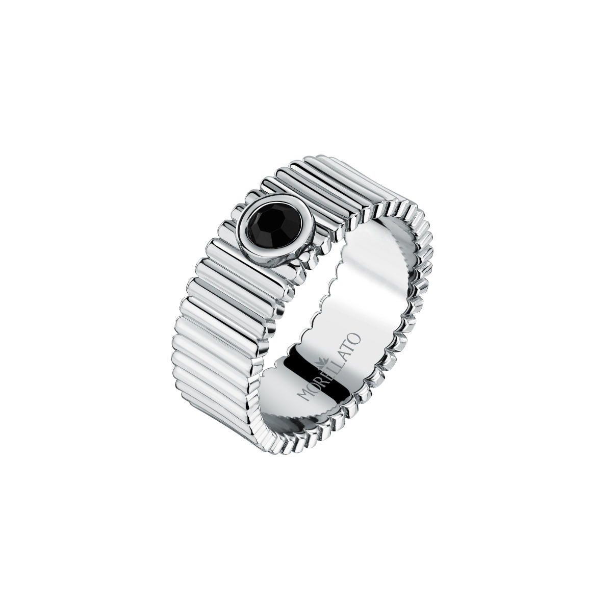 Morellato URBAN men ring steel silver with black Crystel size 23