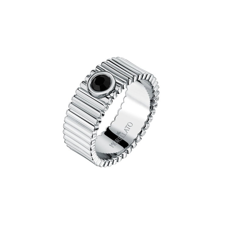 Morellato URBAN men ring steel silver with black Crystel size 23