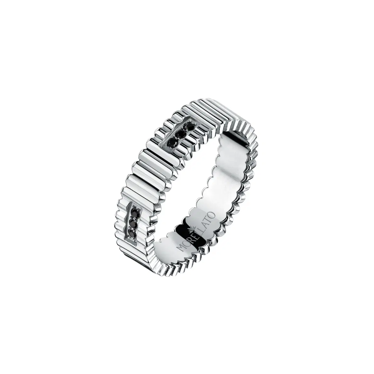 Morellato URBAN men ring steel silver with 3 black Crystel size 21