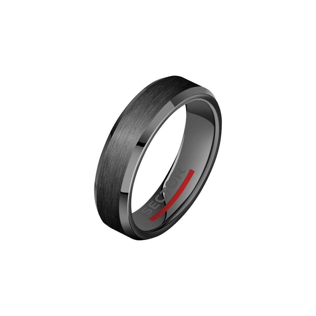 خاتم من سيكتور للرجال استيل لون اسود مقاس 27 