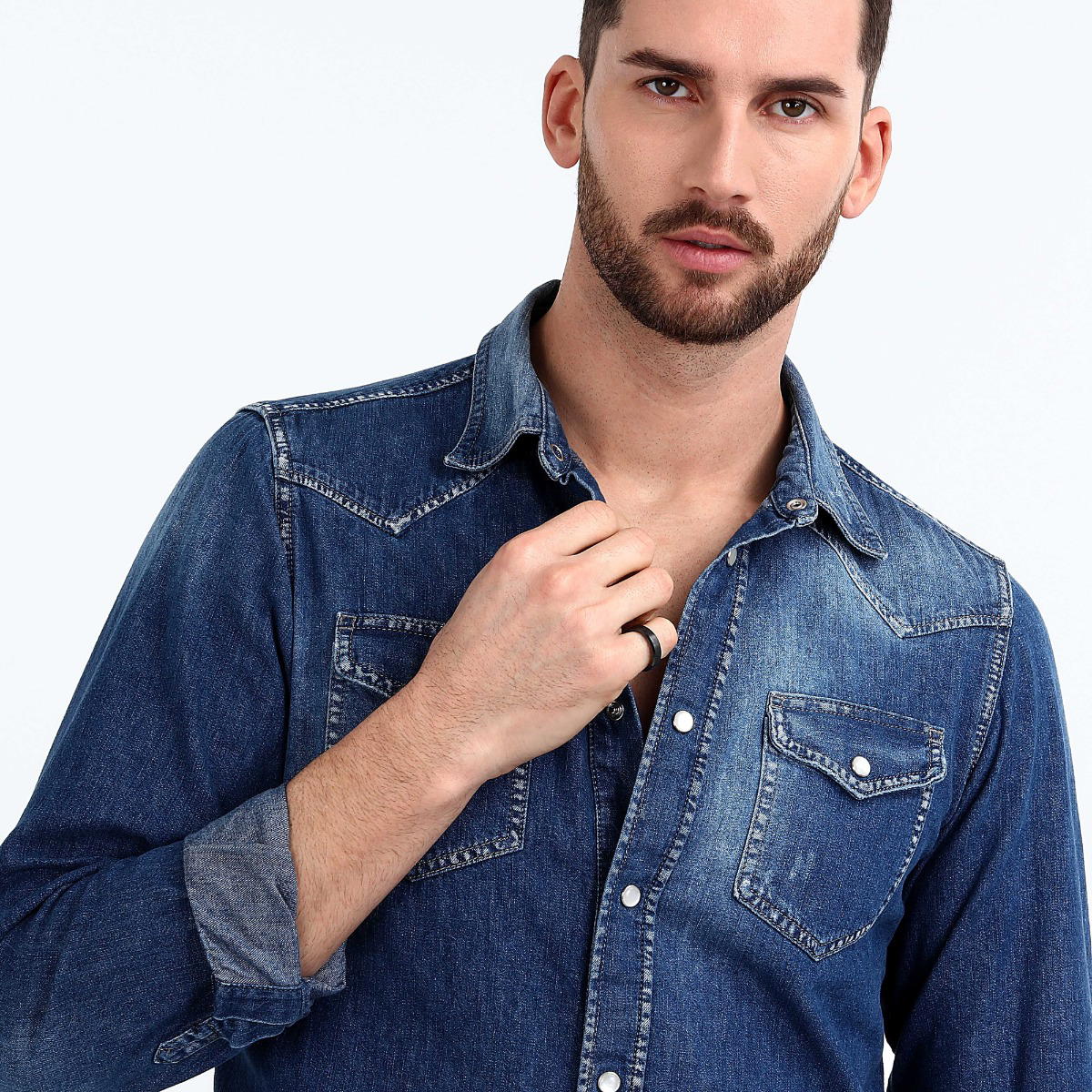 خاتم من سيكتور للرجال استيل لون اسود مقاس 27 