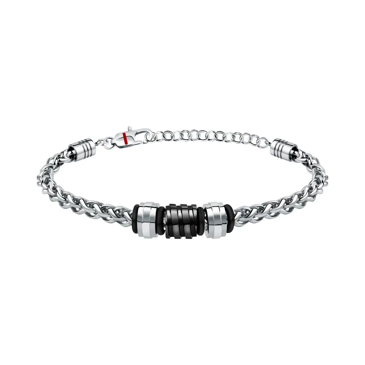 Sector Ceramic Bracelet For Men Steel , Silver / Black