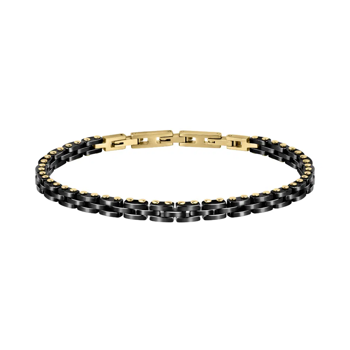 Sector Ceramic Bracelet For Men Stainless Steel , Black / Gold