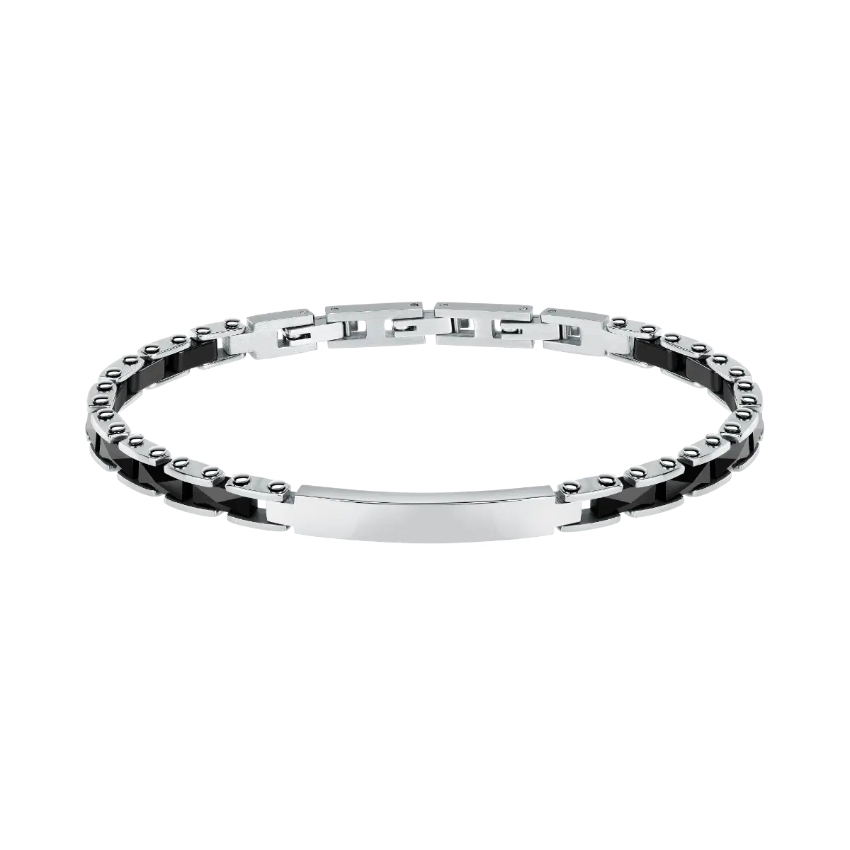 Sector Ceramic bracelet for men silver , Black size 19cm