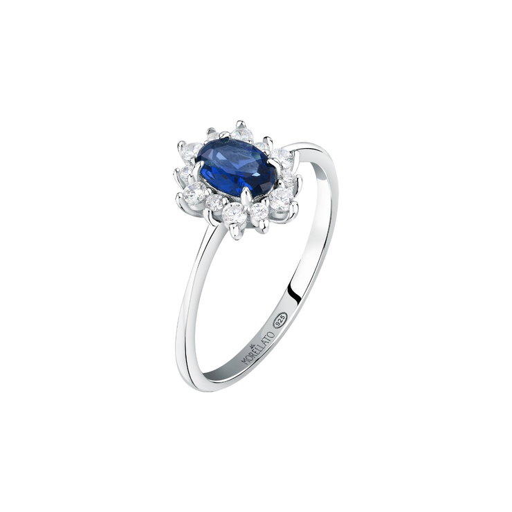 Morellato women KATE ring steel silver with blue crystal size 18