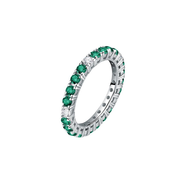 Morellato TESORI ladies ring steel silver with green crystal size 12