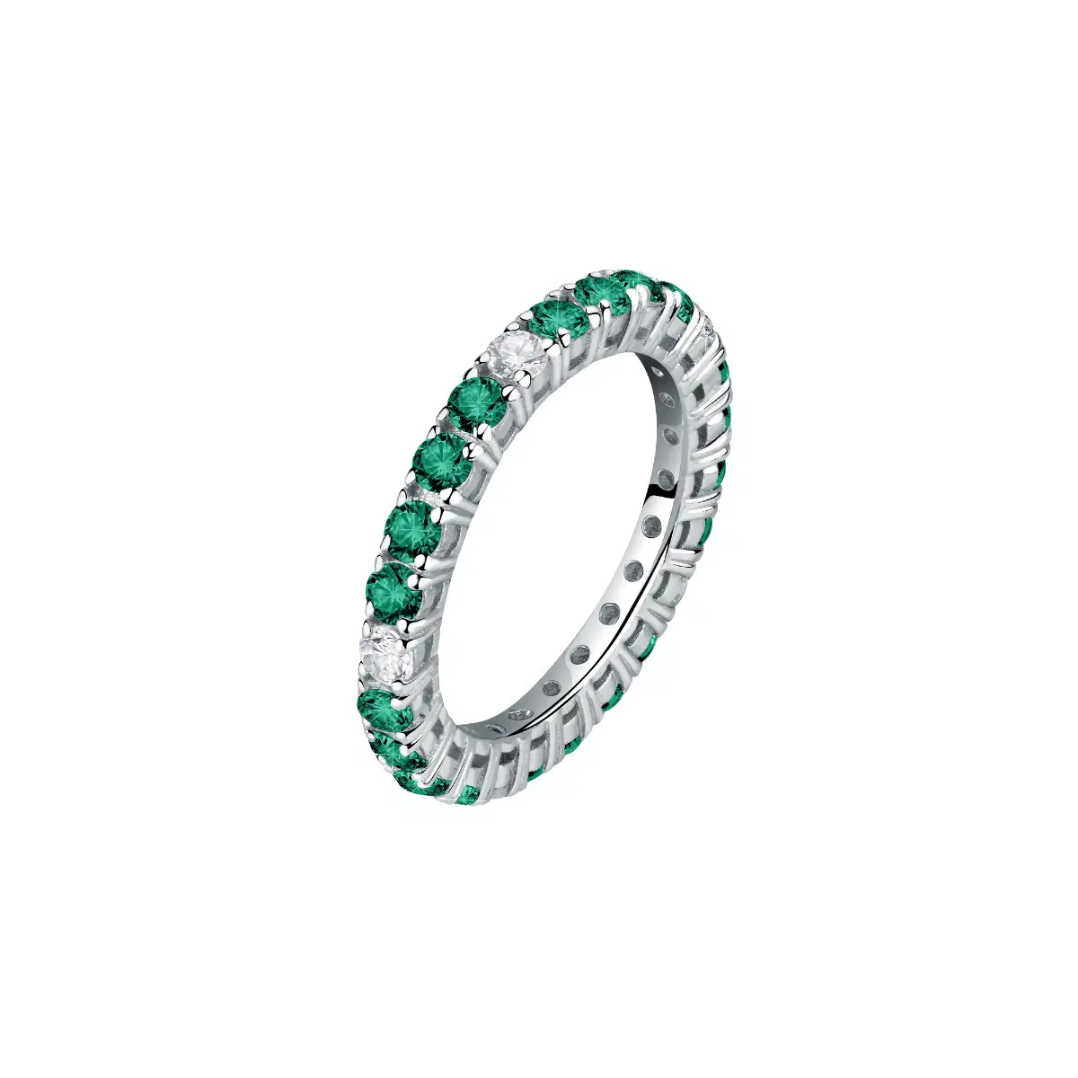 Morellato TESORI ladies ring steel silver with green crystal size 14
