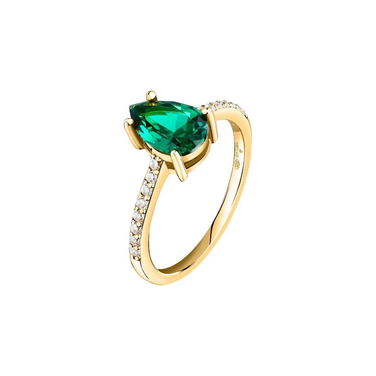 Morellato women ring steel gold with green crystal size 14