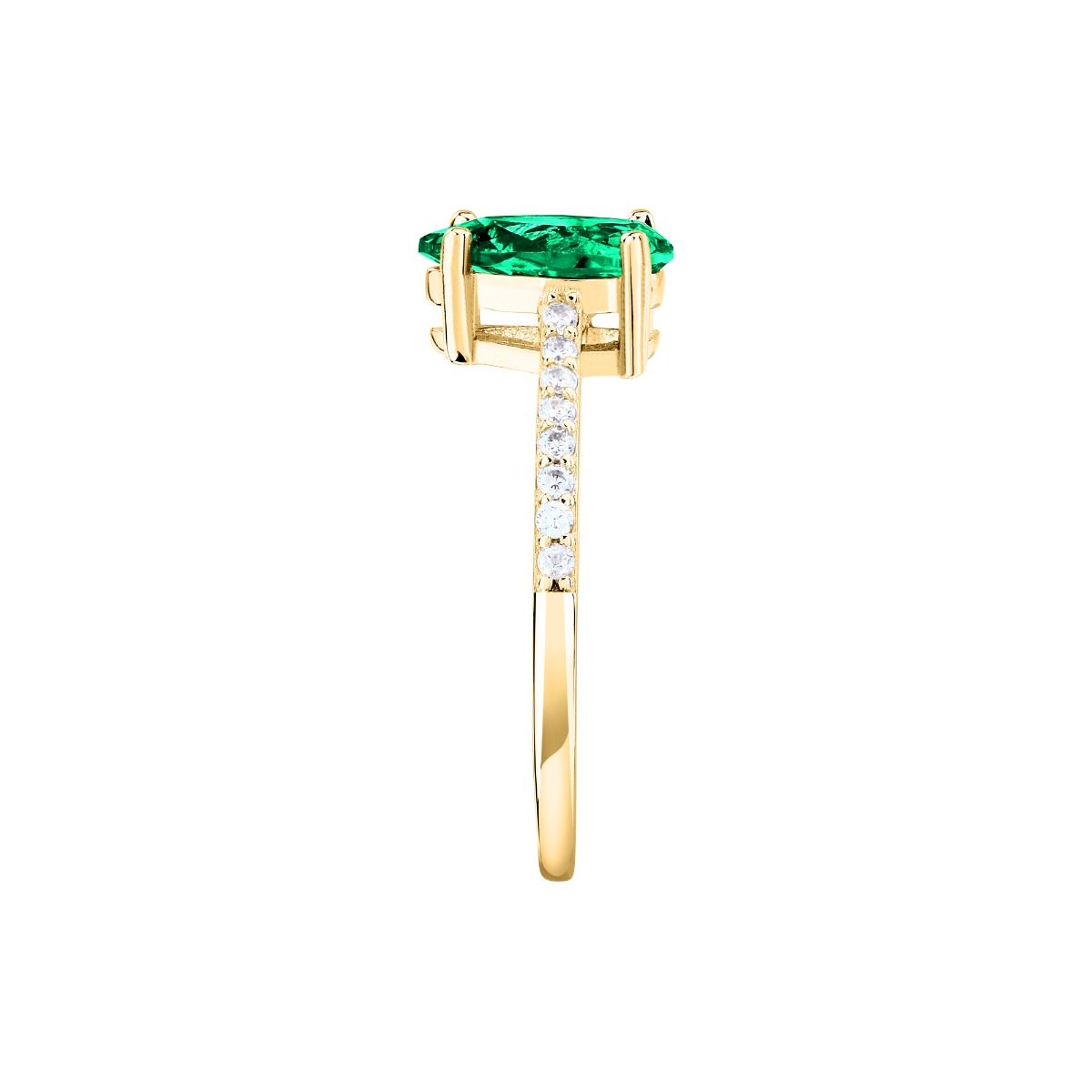 Morellato women ring steel gold with green crystal size 10