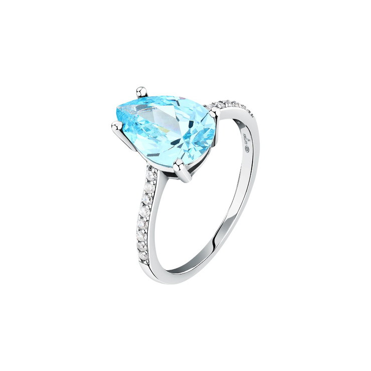 Morellato women ring steel silver with sky blue crystal size 12