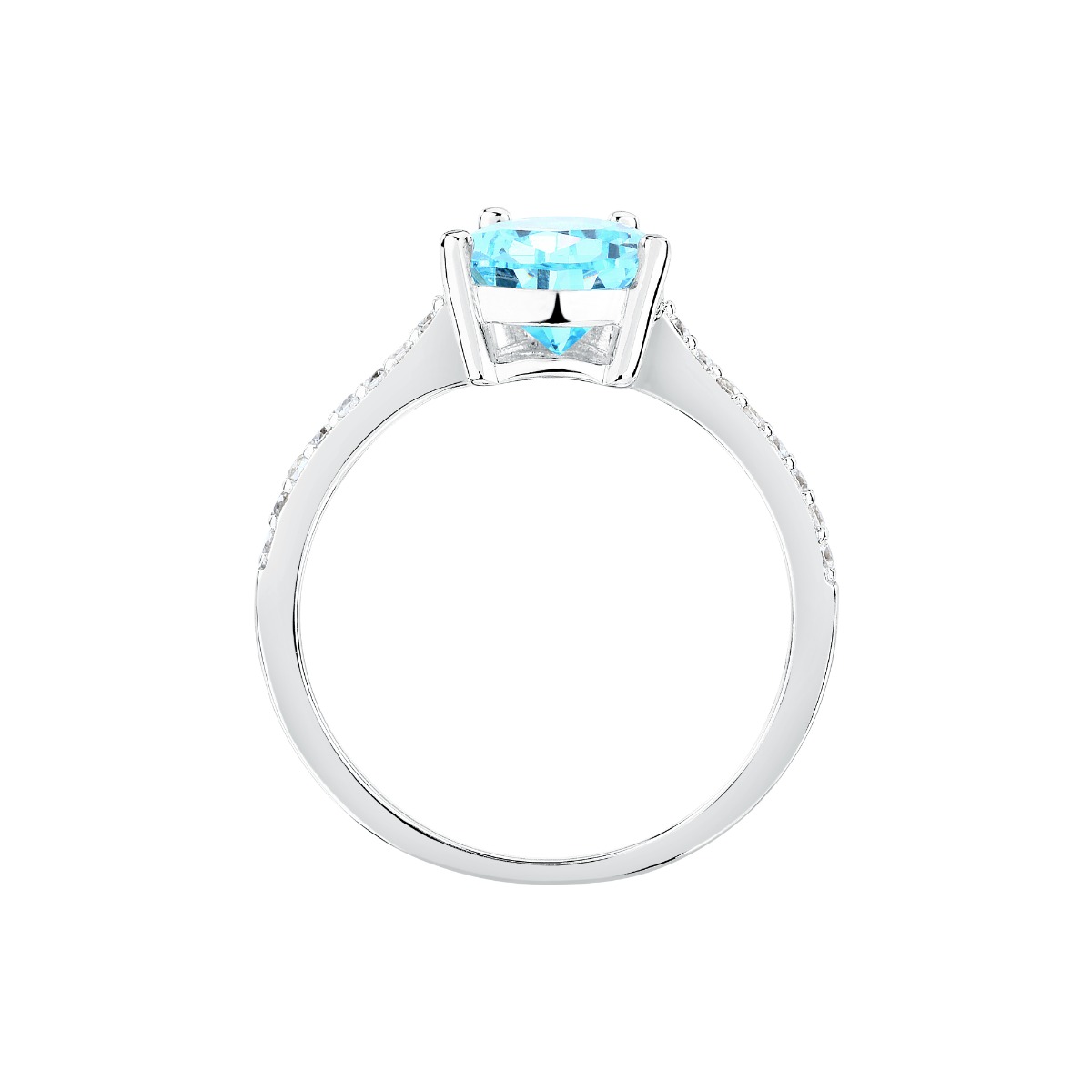 Morellato women ring steel silver with sky blue crystal size 10